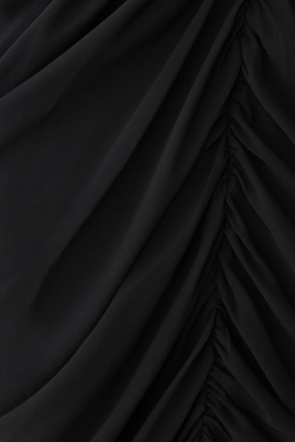Micaela Chiffon Gathered Maxi Dress - Black