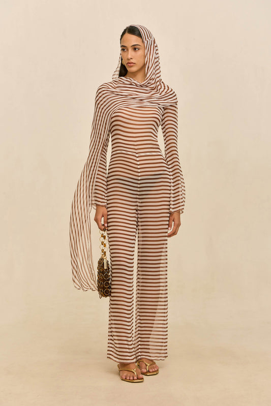 LAKELYN COVERUP JUMPSUIT - SMALL SADDLE STRIPE