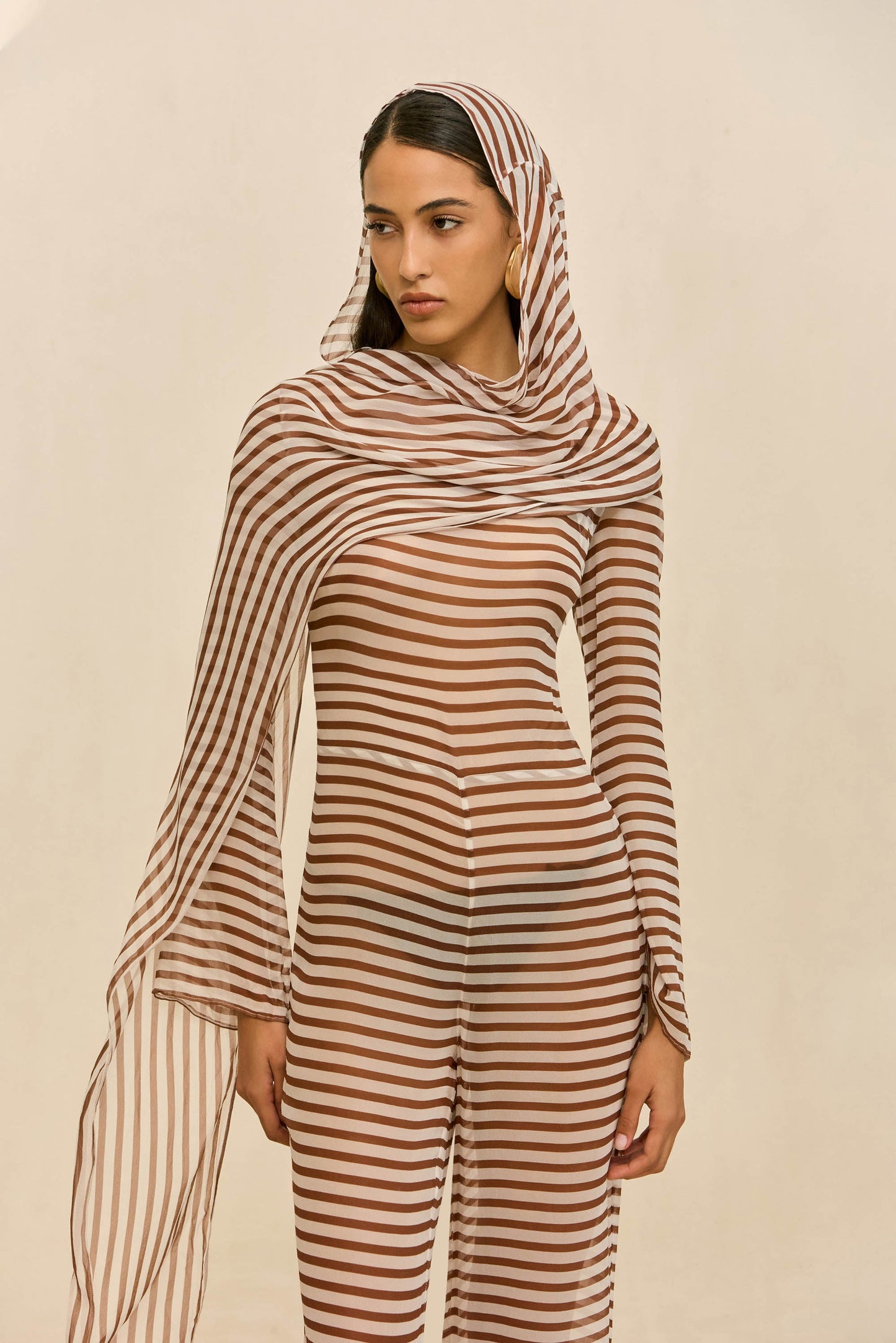 LAKELYN COVERUP JUMPSUIT - SMALL SADDLE STRIPE