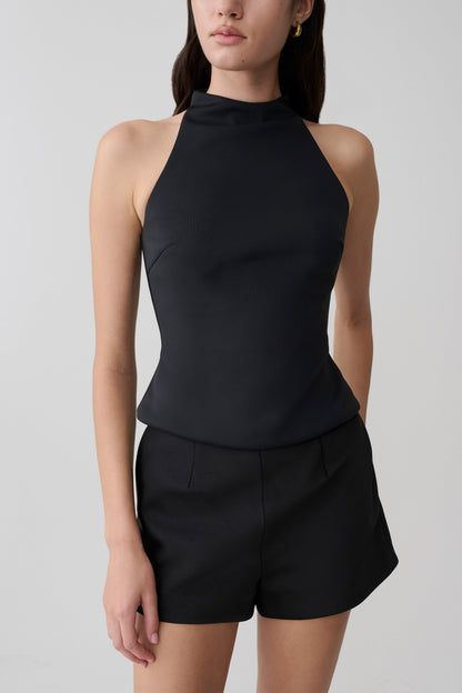 Portia Scuba Sleeveless Top - Black
