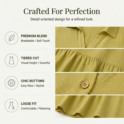 💝Solid Color Comfort Lapel Button Dress