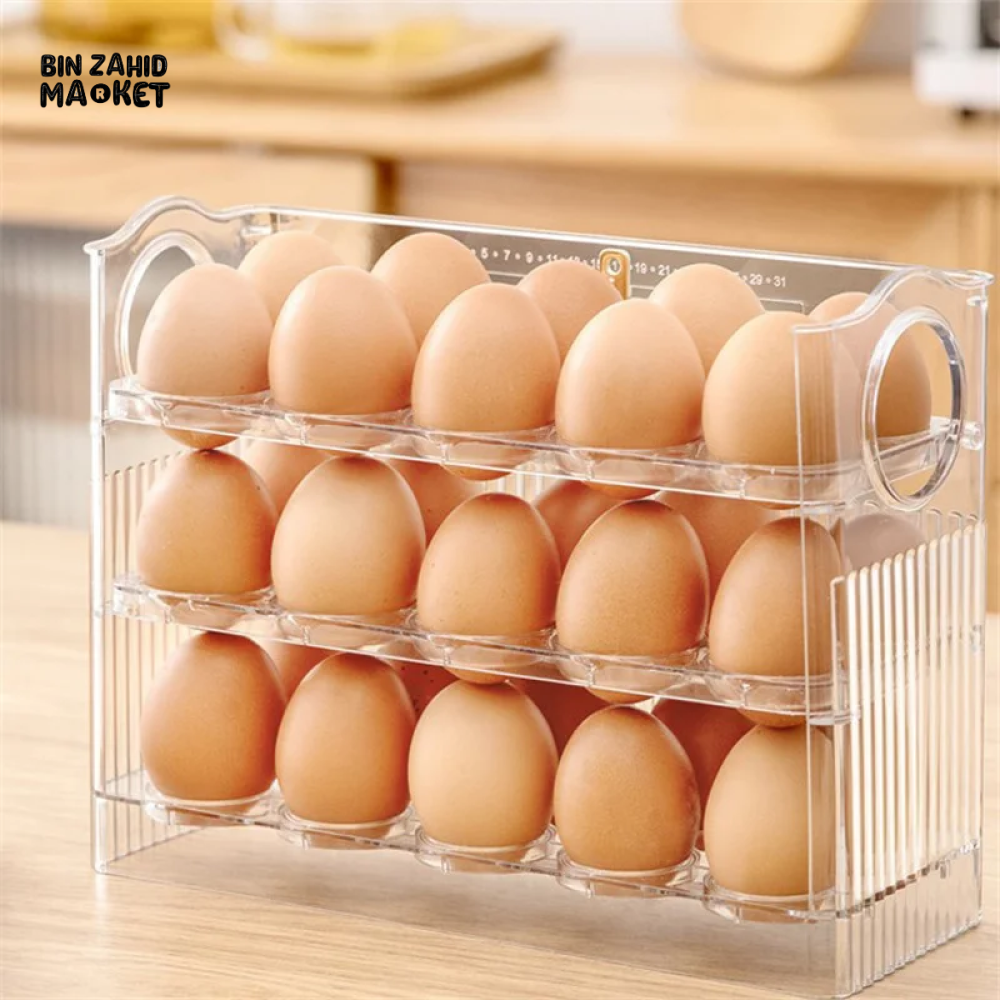 30-Grid Egg Storage Box, Large Capacity, Transparent Egg Container