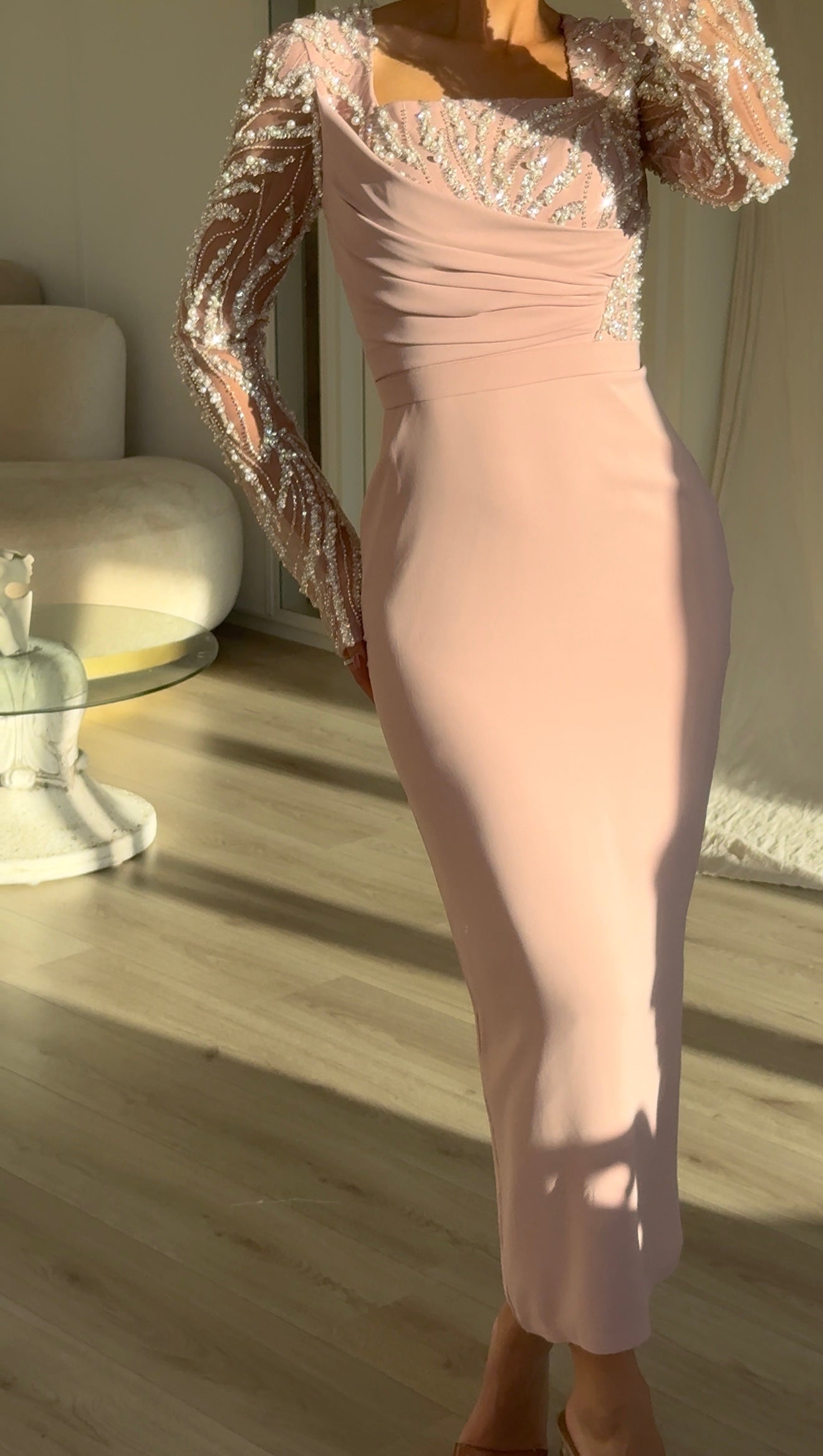 The Evona midi dress soft pink