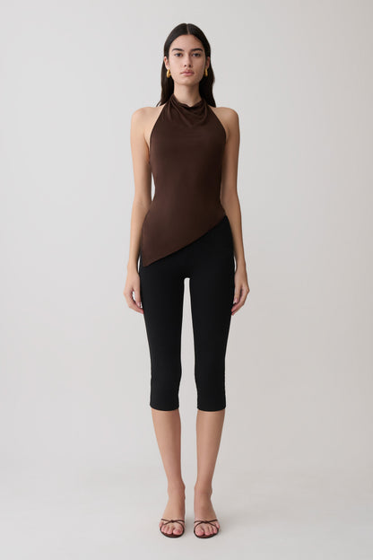 Clea Relaxed Sheer Halter Top - Espresso