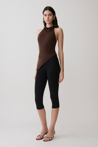 Clea Relaxed Sheer Halter Top - Espresso