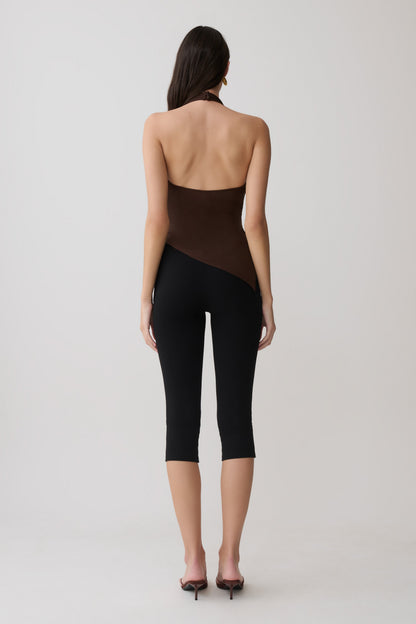 Clea Relaxed Sheer Halter Top - Espresso