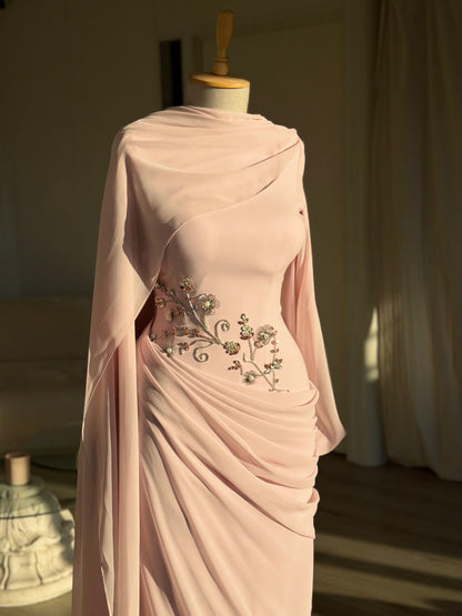The Zehra dress burgundy soft pink