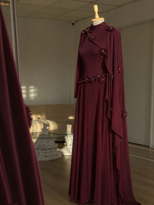 The Peony dress burgundy