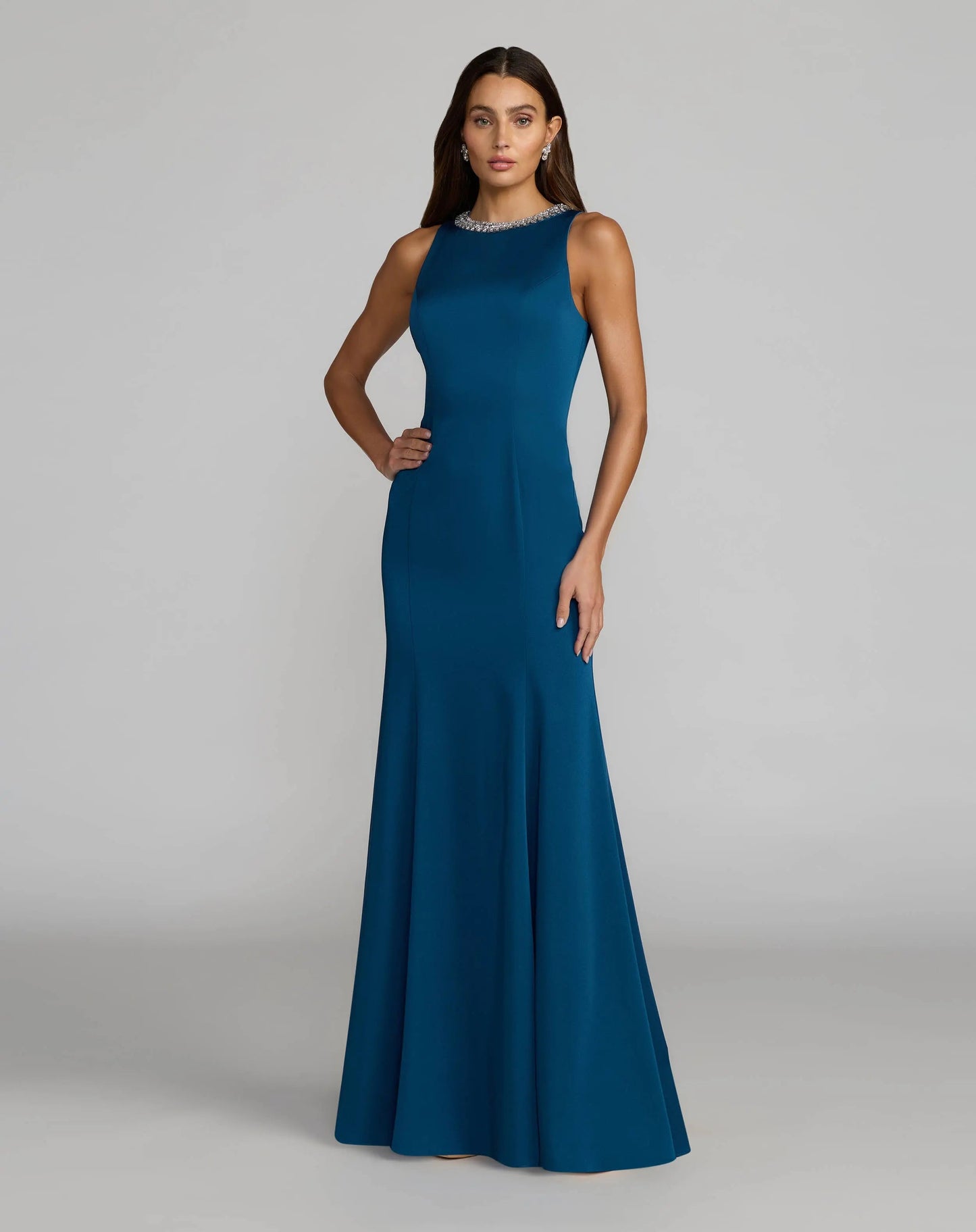Embellished Neck Trumpet Gown