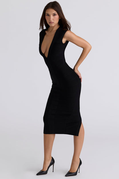 black bandage midi dress