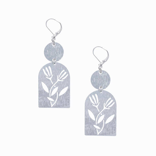Silver Floral Cutout Earrings