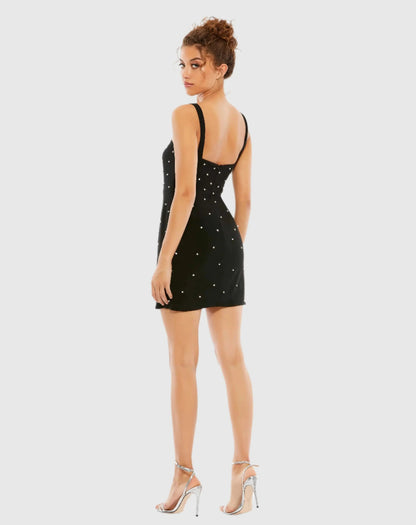 Black Sleeveless Rhinestone Embellished Mini Dress - FINAL SALE