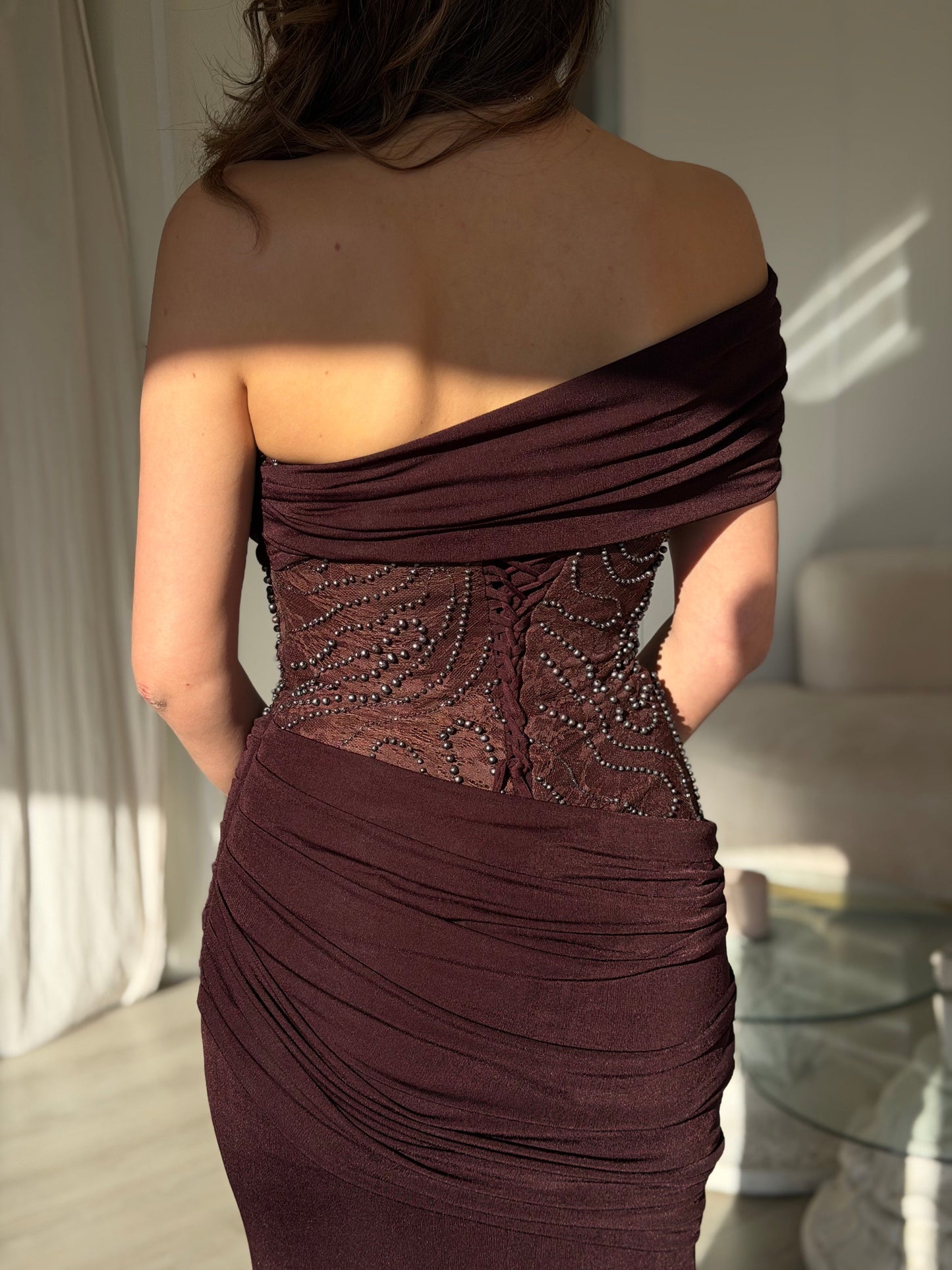 The Lirena dress brown plum