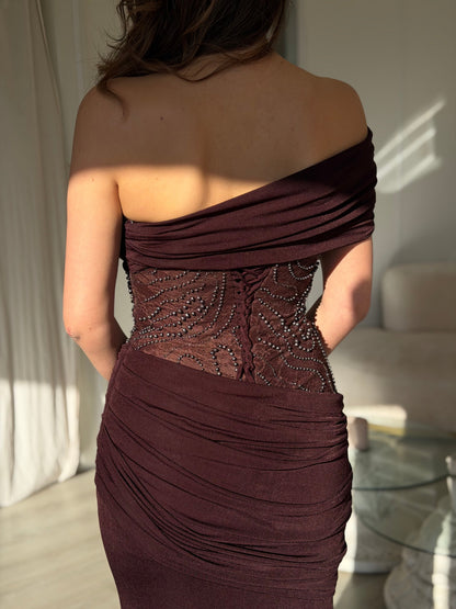 The Lirena dress brown plum