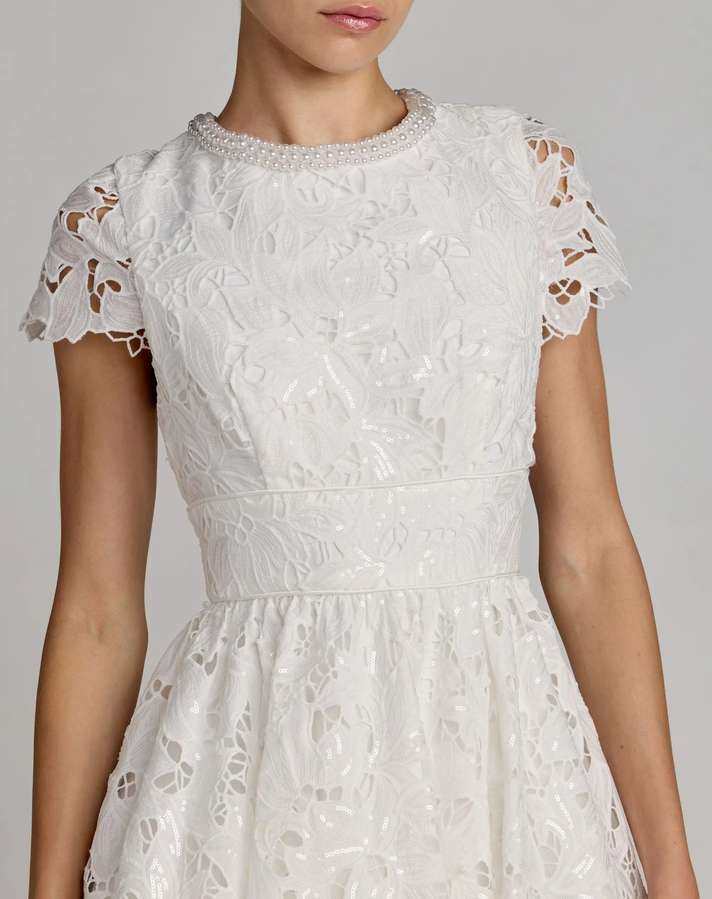 Embroidered Lace A Line Midi Dress