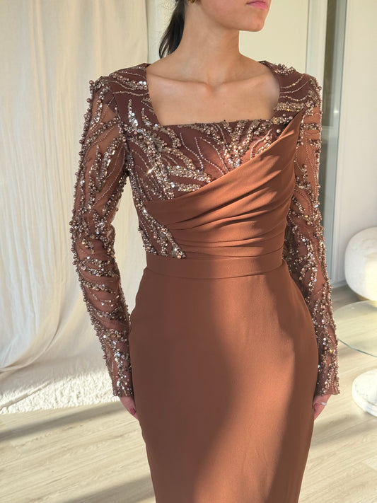 The Evona midi dress brown