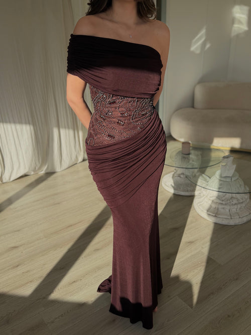 The Lirena dress brown plum