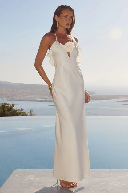 AVALEE FRILL TRIM MAXI DRESS - IVORY