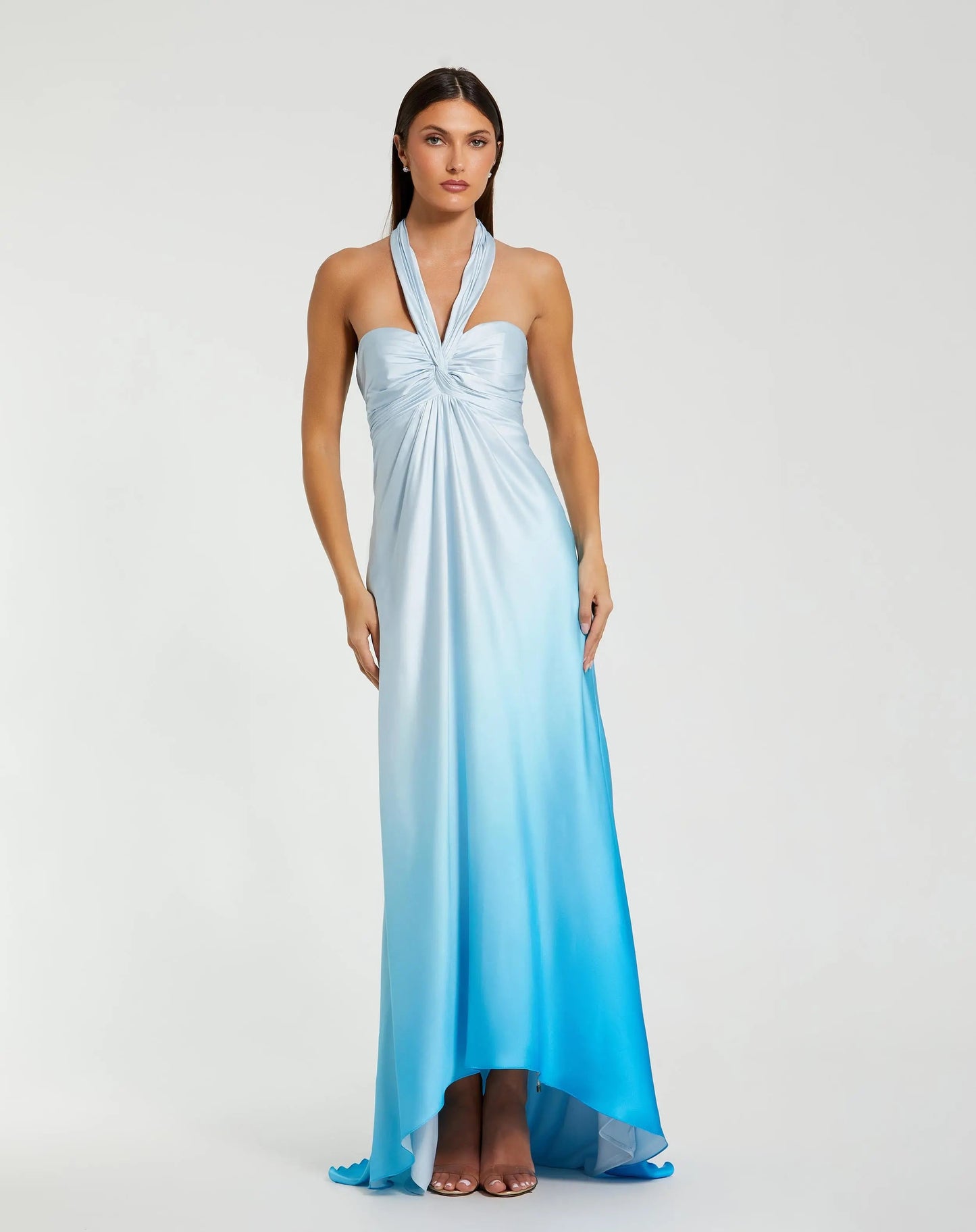 Charmeuse Tie Halter Neck Ombre Gown