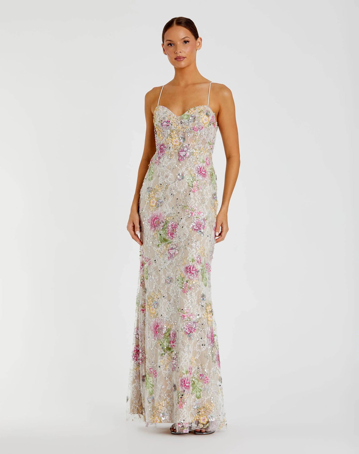 Embellished Bustier Floral Trumpet Gown