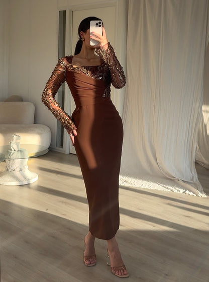 The Evona midi dress brown