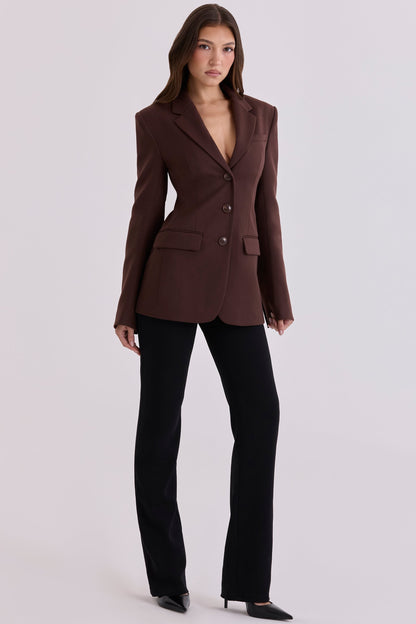 chocolate crepe hourglass blazer jacket