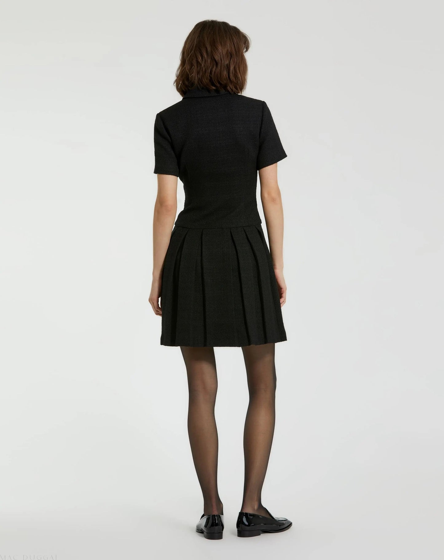 Black Tweed Short Sleeve Blazer Mini Dress - FINAL SALE