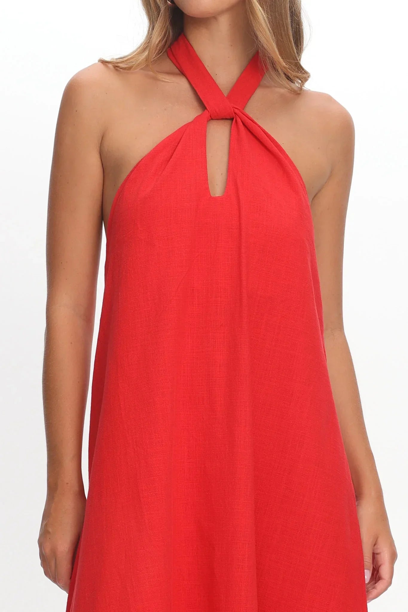 Cheer Twist Halterneck Maxi Dress Red