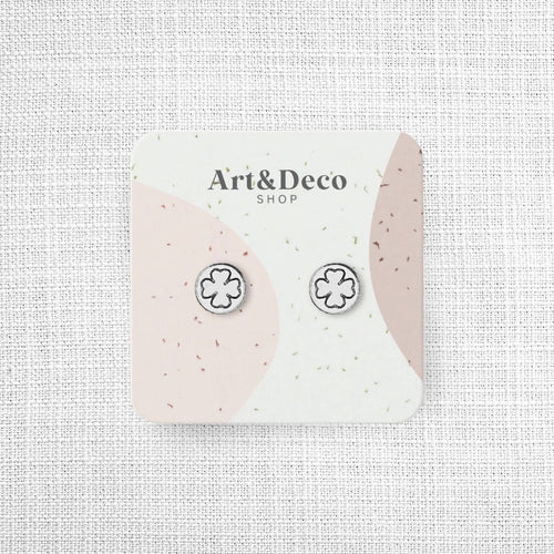 St. Patrick's Silver Clover Stud Earrings