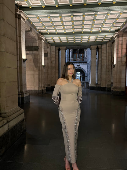 The Ayda dress beige taupe