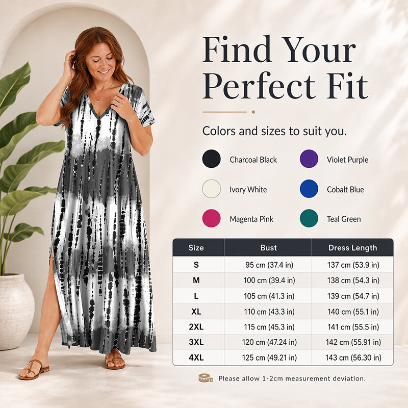 👗🌈 LIMITED TIME 50% OFF! Women’s Tie Dye V Neck Maxi Dress – Breathable Comfort, Relaxed Fit and Effortless Summer Style ✨