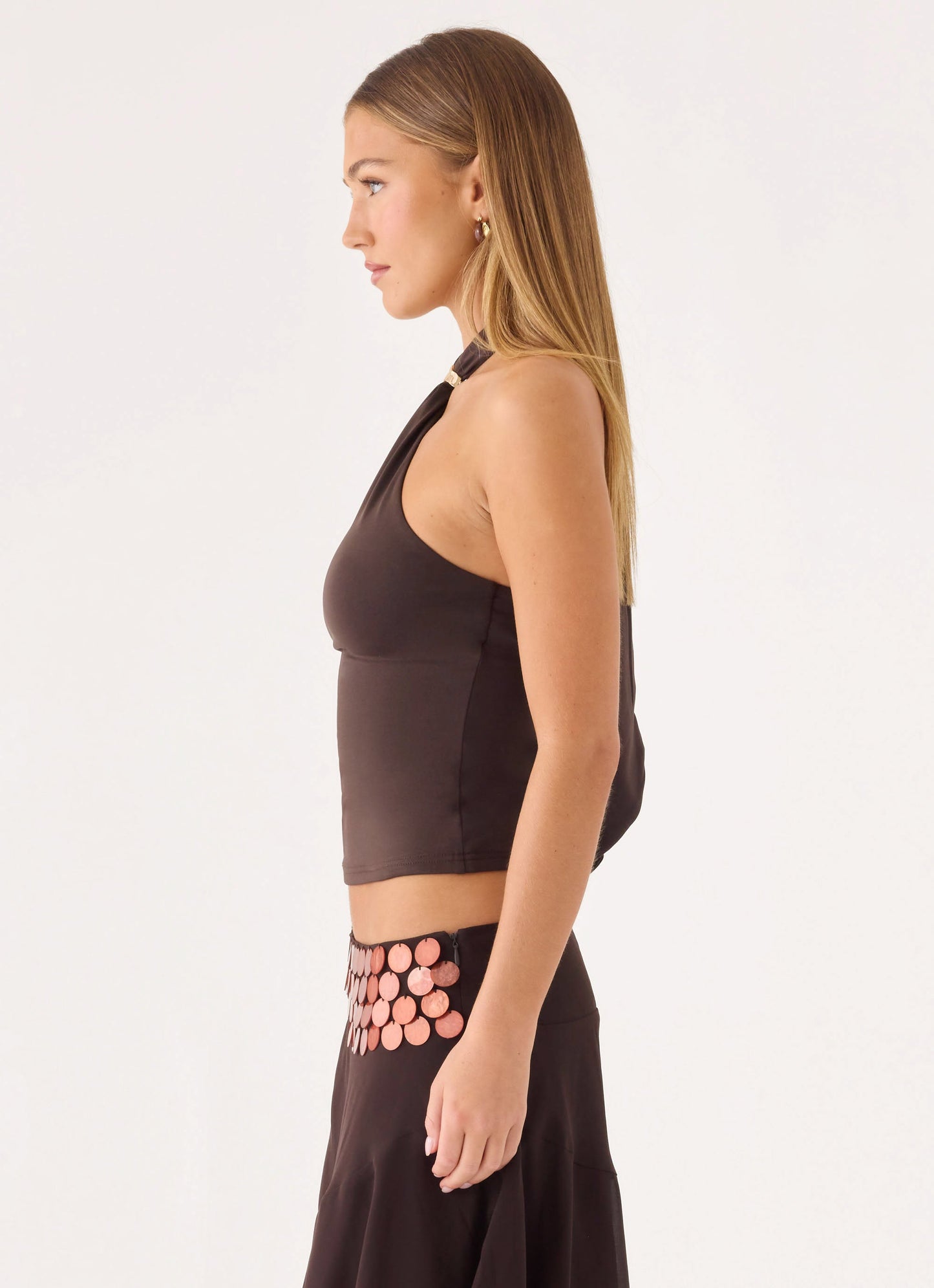 Amelina Halter Top - Chocolate