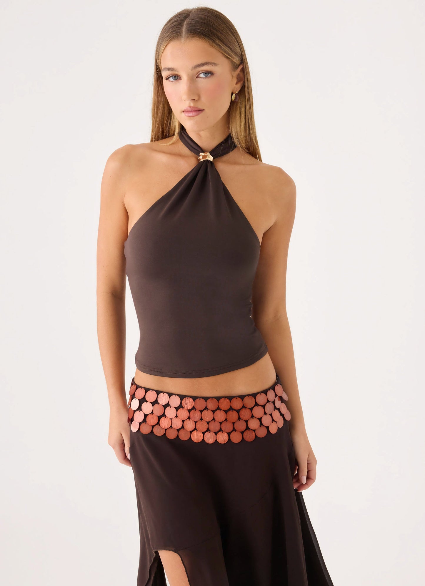 Amelina Halter Top - Chocolate