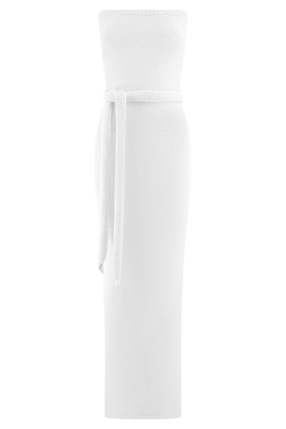 Andrea Strapless Knit Maxi Dress - White