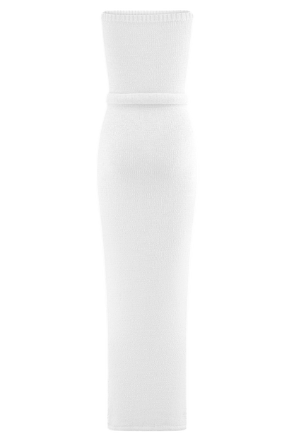 Andrea Strapless Knit Maxi Dress - White