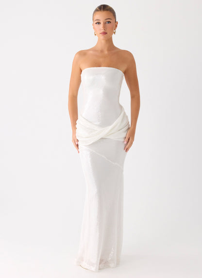 Anticipating Sequin Maxi Dress - White