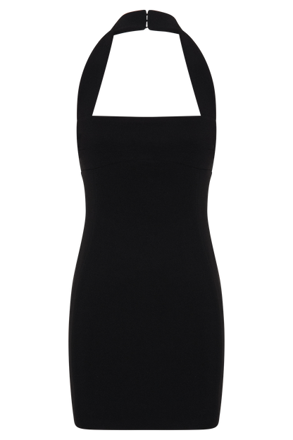 Amelita Suiting Halter Mini Dress - Black