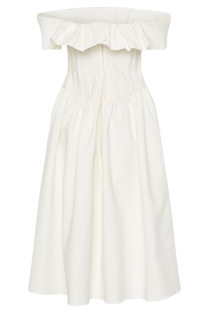 Orla Strapless Cotton Midi Dress - White