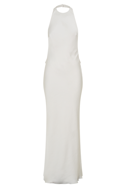 Rinna Satin Halter Maxi Dress - Ivory