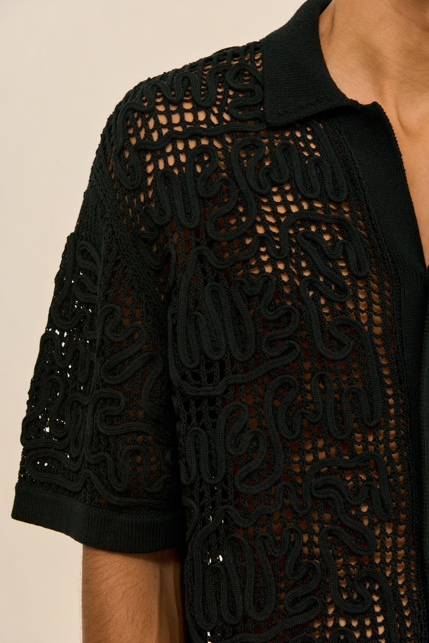 BOHOL CROCHET SHIRT - BLACK