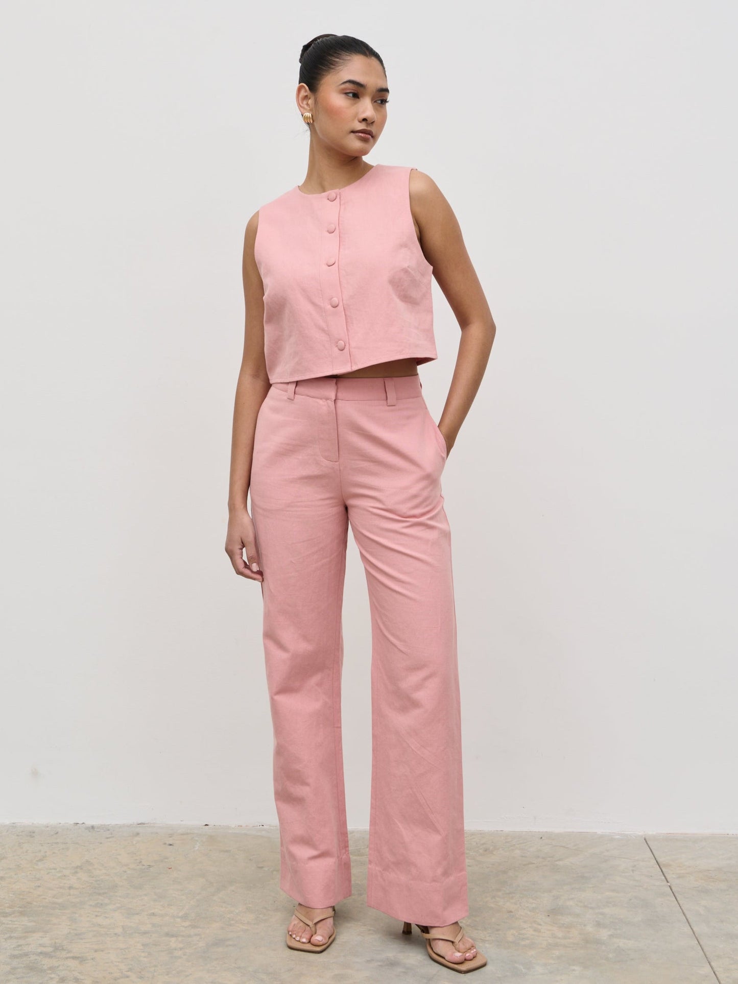 Blair Linen Trousers - Pink