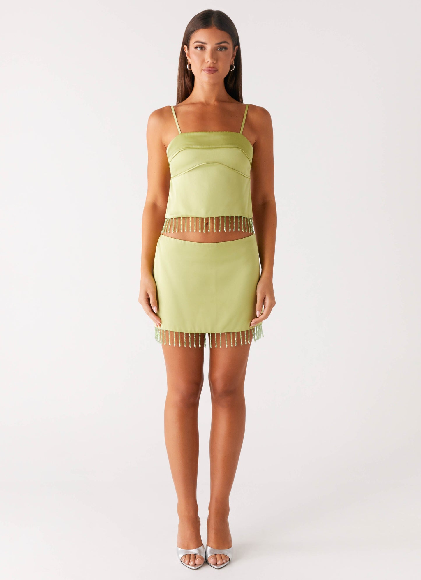 Bora Bora Beaded Top - Lime