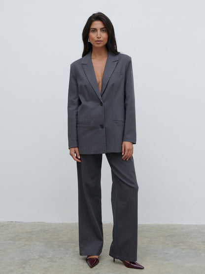 Brady Oversized Boxy Blazer - Graphite Grey