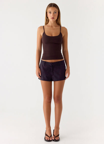 Delong Low Rise Linen Shorts - Black
