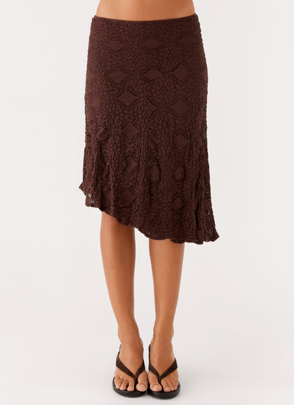 Diamond Sky Midi Skirt - Chocolate