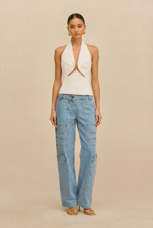 WYNN LOW RISE DENIM PANT - STONE WASH
