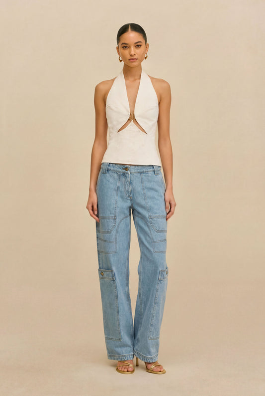 WYNN LOW RISE DENIM PANT - STONE WASH