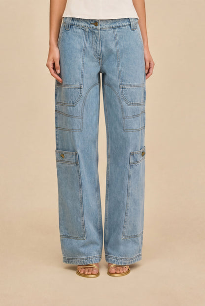 WYNN LOW RISE DENIM PANT - STONE WASH
