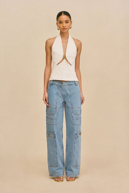 WYNN LOW RISE DENIM PANT - STONE WASH
