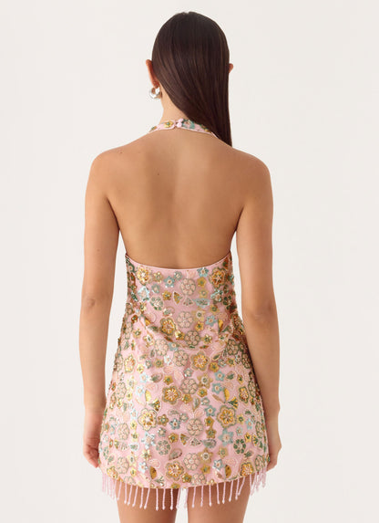 Ellerie Beaded Mini Dress - Pink